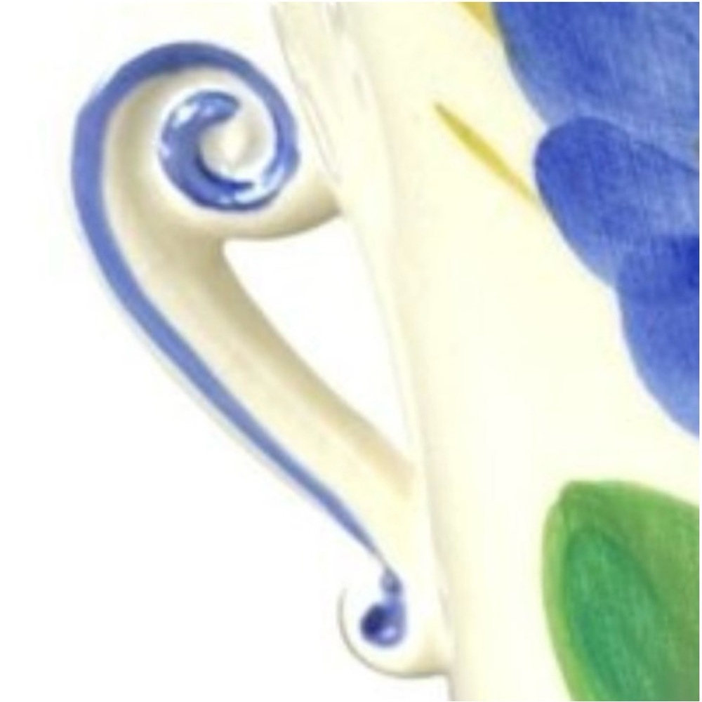 Vtg FTD Ceramic VASE Handpainted
Flowers Italy both side Handle brilliant color - Picture 13 of 14